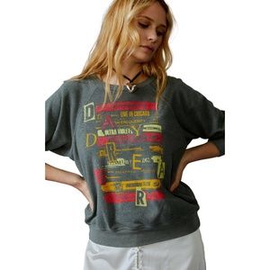NWT Daydreamer Music Head Raglan Crew Sweater Grey XS L